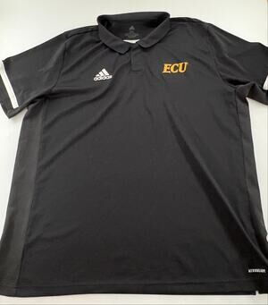 Adidas ECU Pirates Polo Mens 2XL Black Gold Aeroready East Carolina